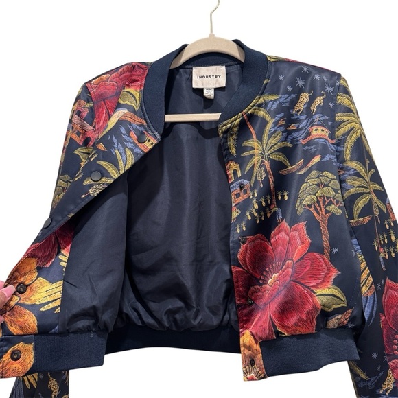 Industry Republic Crop Bomber Jacket Floral Farm Rio Vibe Jungle Tropical Size M - Picture 5 of 16